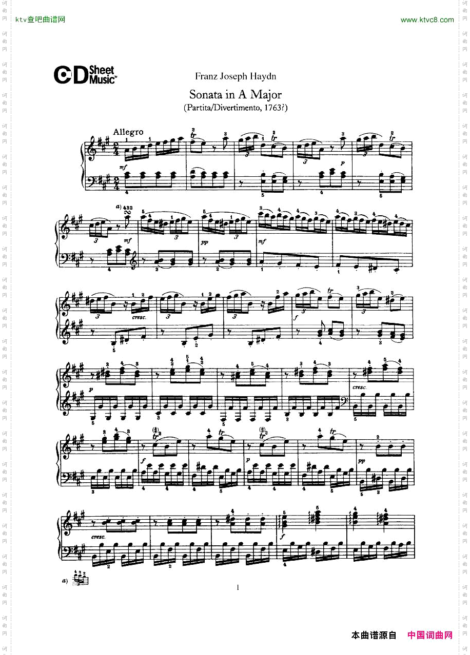 HaydnJoseph-Sonatano.5inAMajor