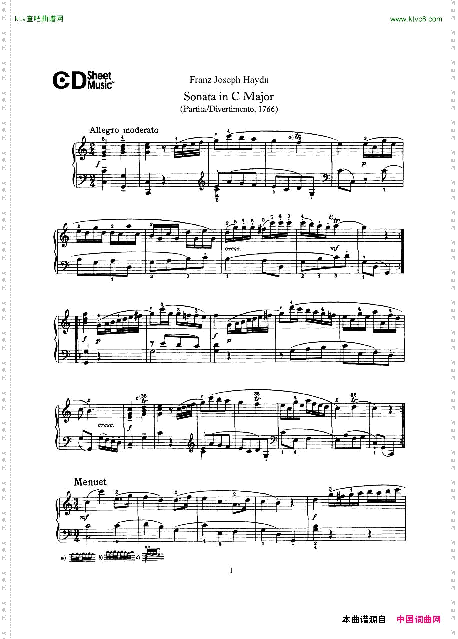 HaydnJoseph-Sonatano.7inCMajor