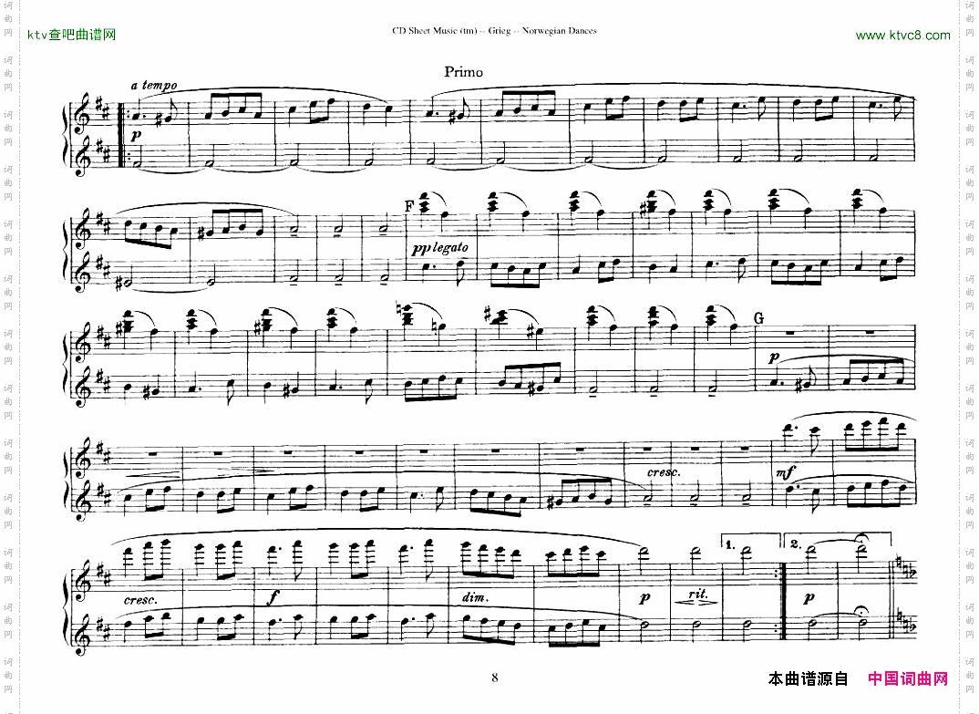 Grieg-NorwegianDanceOp.351-4Duet