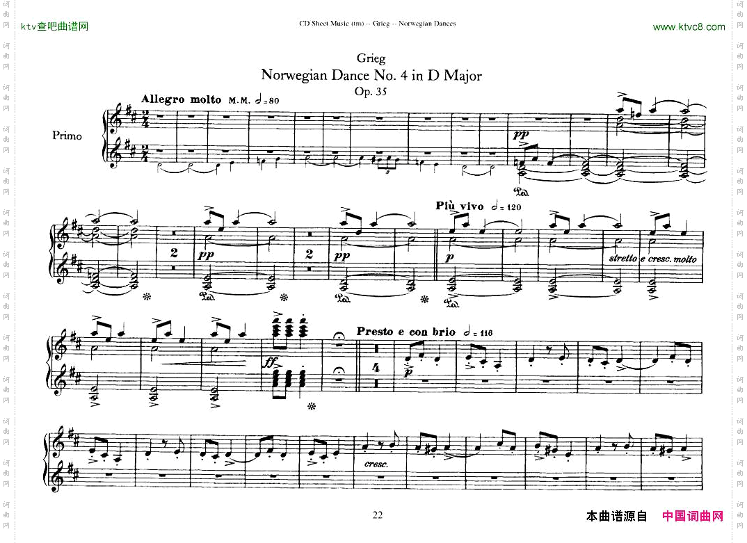 Grieg-NorwegianDanceOp.351-4Duet