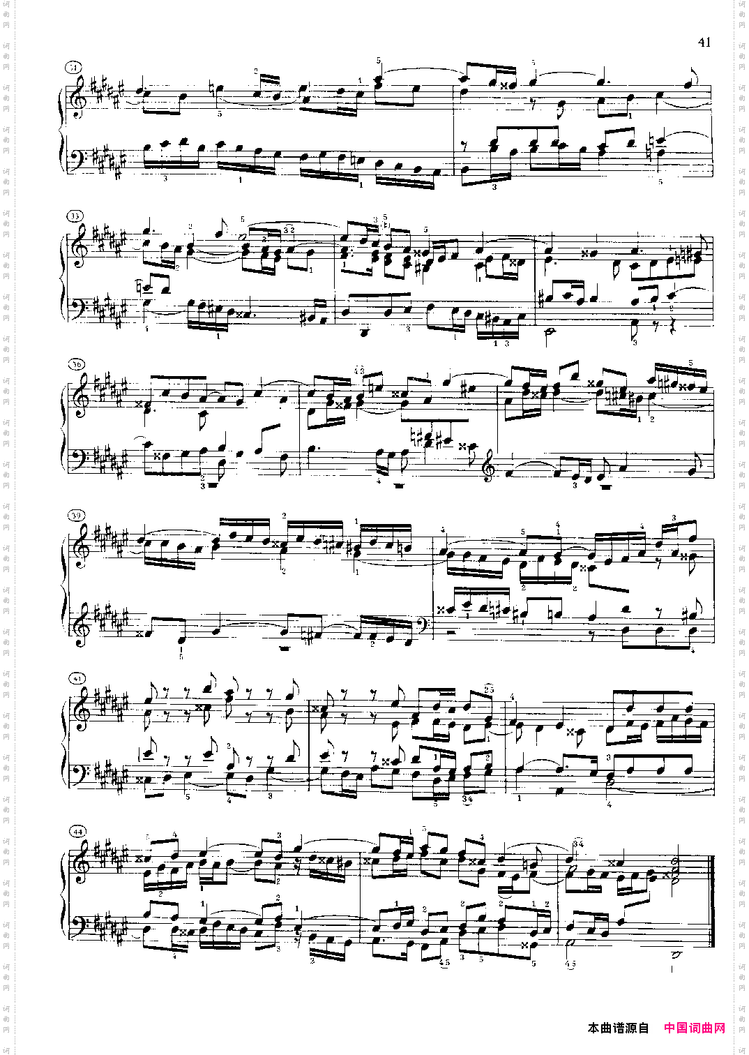 平均律钢琴曲集赋格四声部