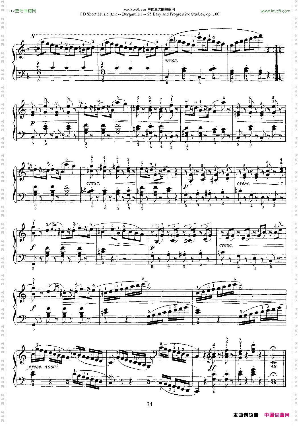 布尔格缪勒-25首钢琴进阶练习曲Op.10025、骑士