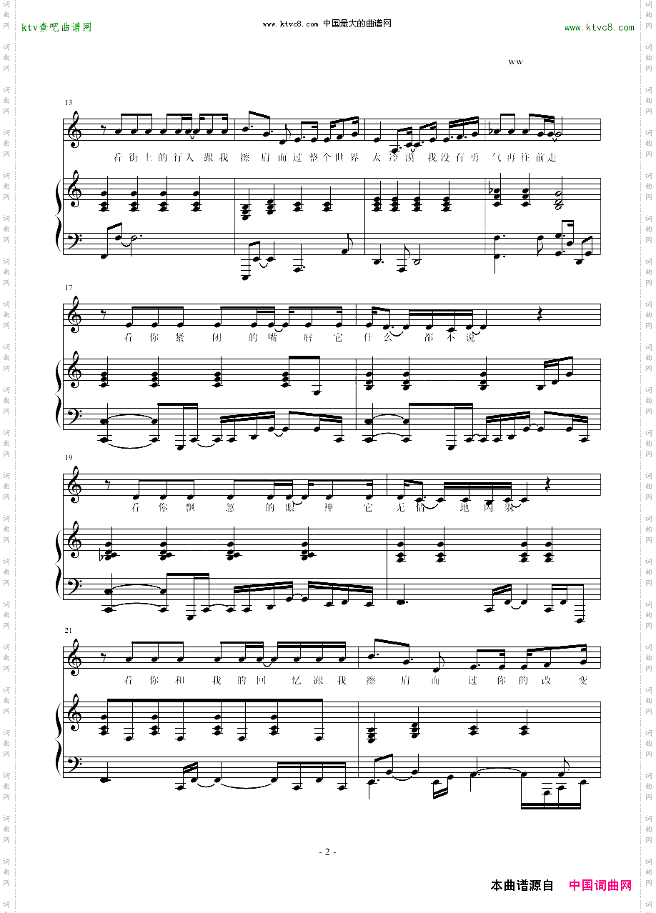 告诉我弹唱谱-陈绮贞