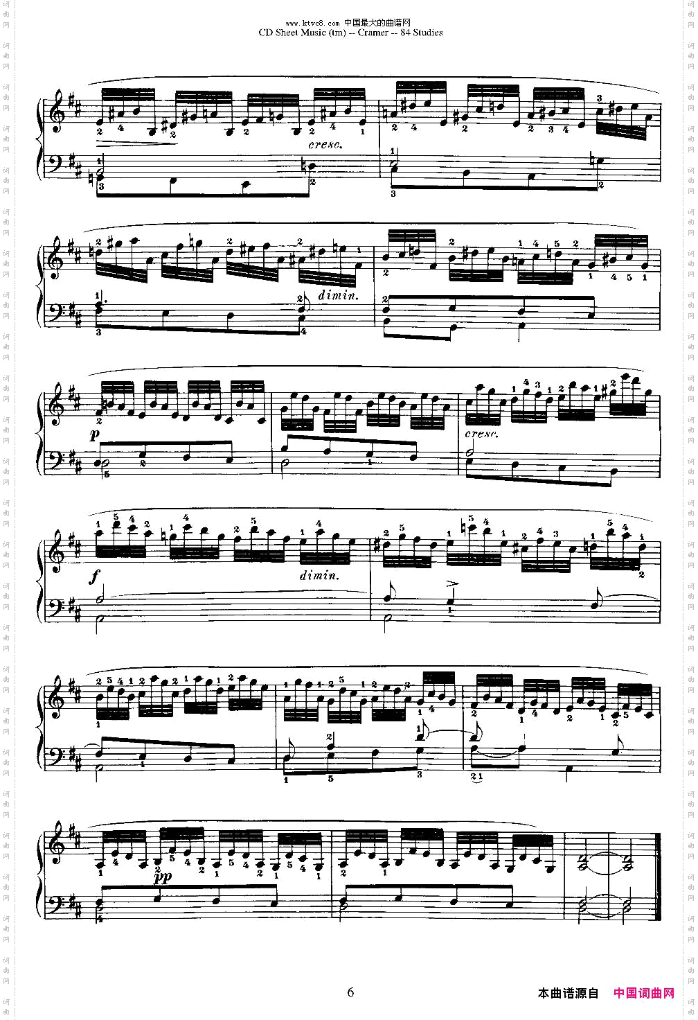 Cramer-84exercices1—5克拉莫84首钢琴练习曲