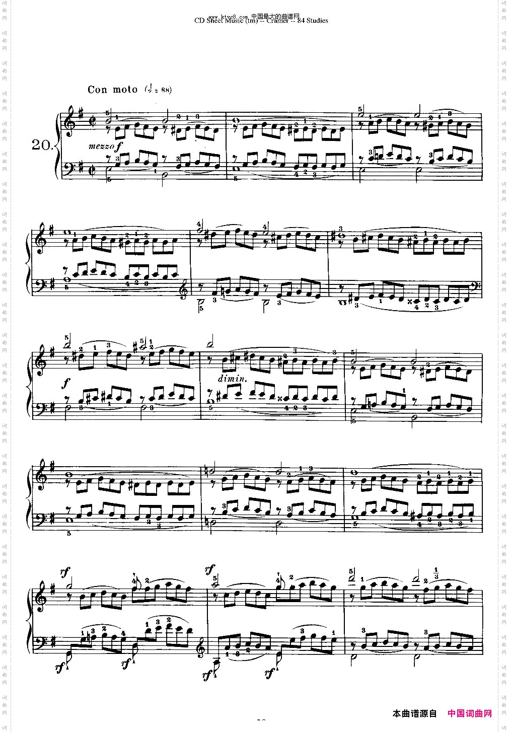 Cramer-84exercices16—20克拉莫84首钢琴练习曲