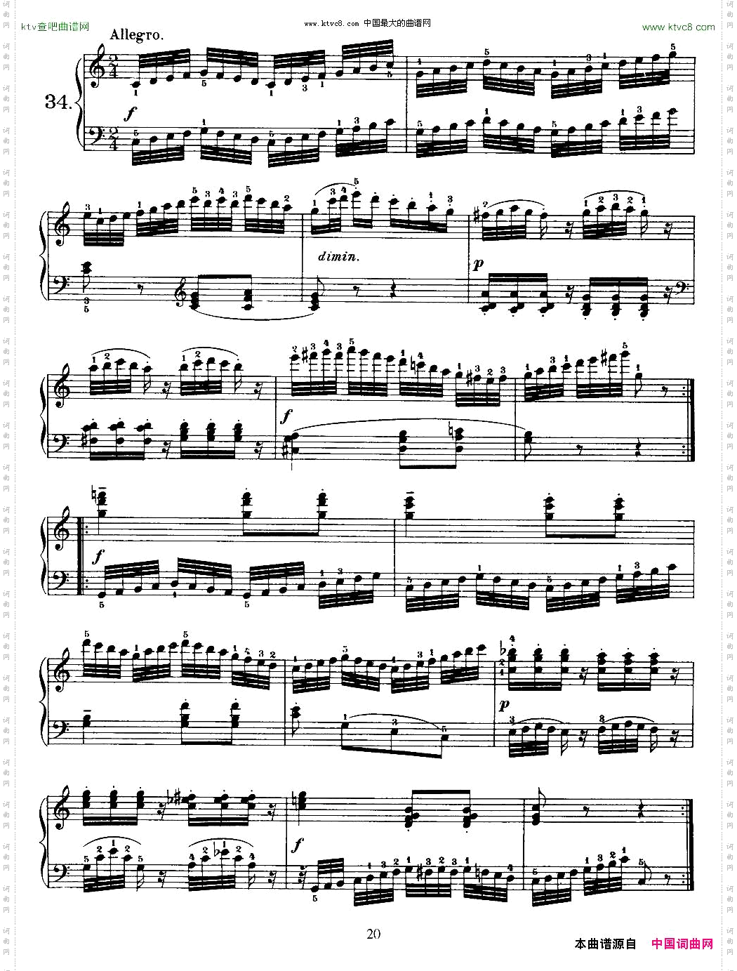 OneHundredandTenEasyandProgressiveExercisesOp.453车尔尼110首简易练习曲31——40
