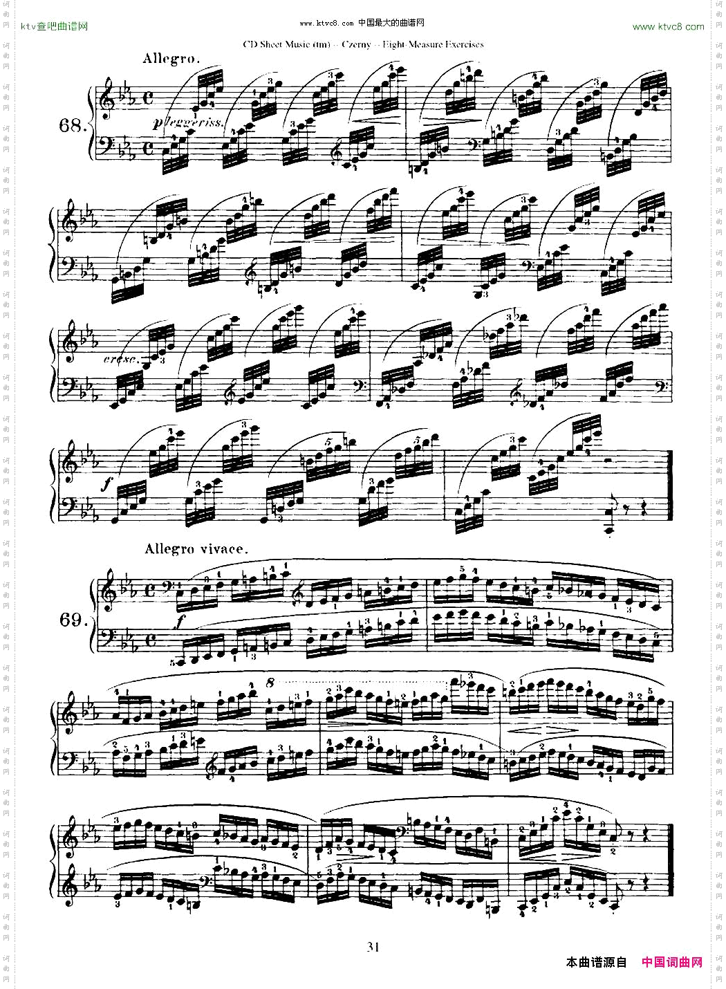 160Eight-MeasureExercises.Op.821车尔尼160首钢琴八小节练习曲54——71