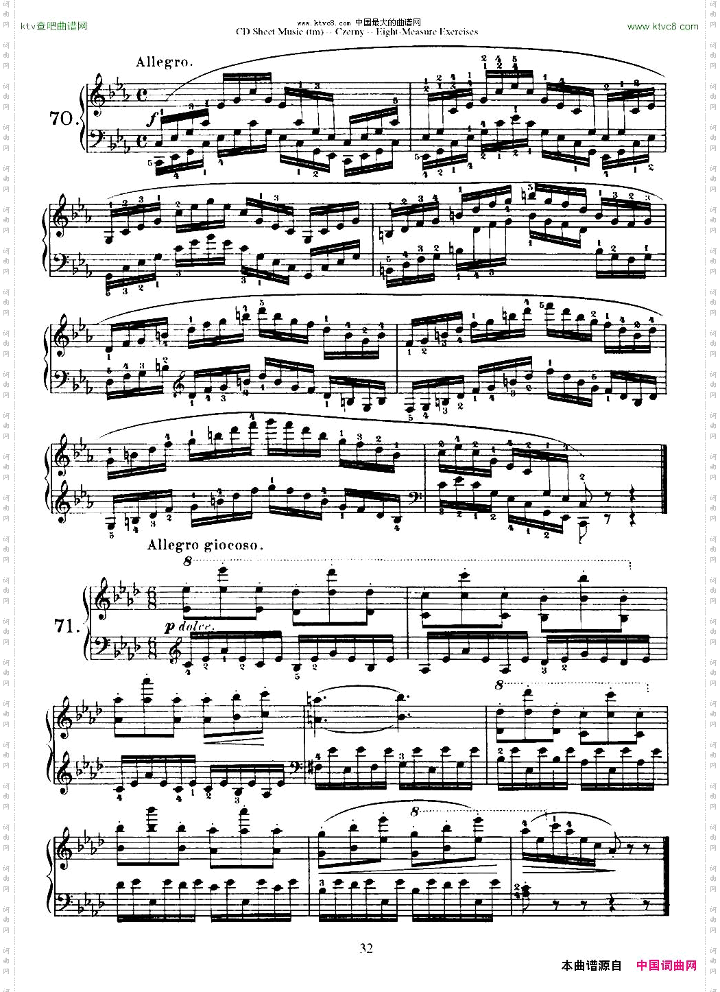 160Eight-MeasureExercises.Op.821车尔尼160首钢琴八小节练习曲54——71