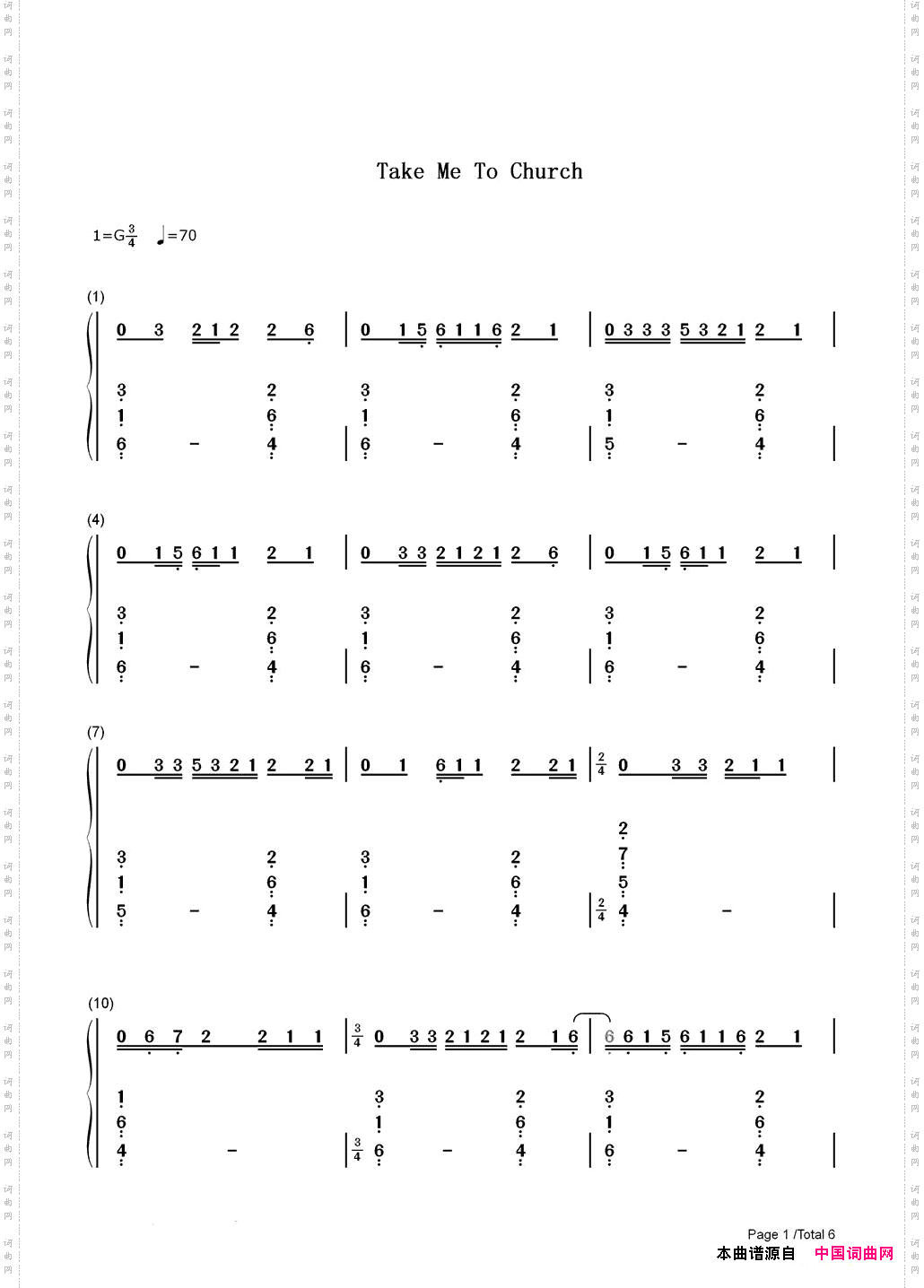 TakeMetoChurch简谱版