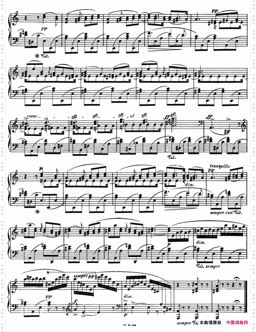 门德尔松无词歌Op.62NO.5