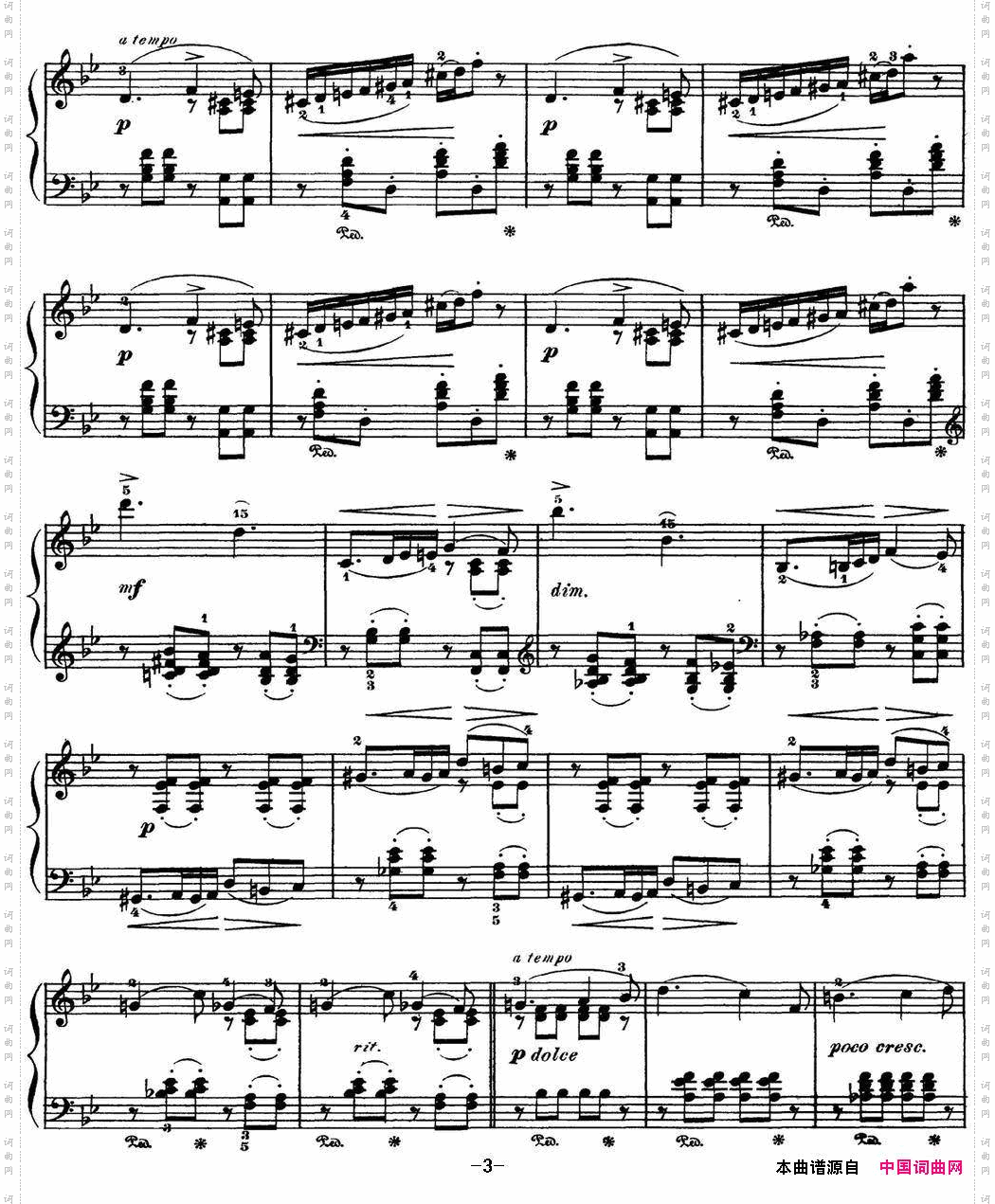 柴可夫斯基四季4月松雪草降B大调SnowdropBflatmajor