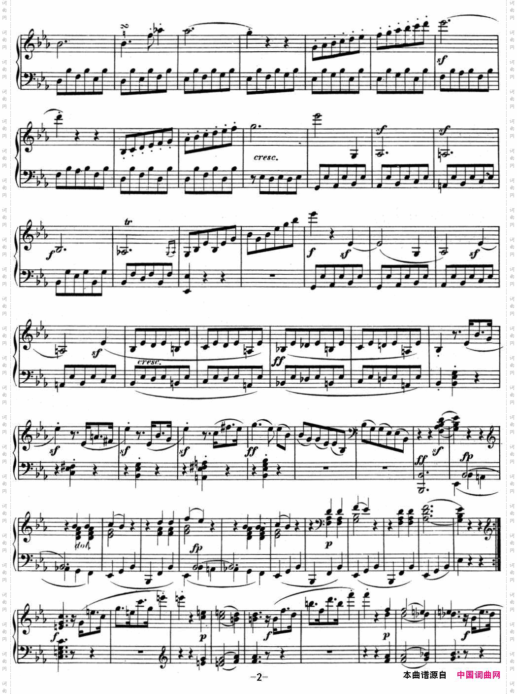 贝多芬钢琴奏鸣曲05c小调Op.10No.1Cminor