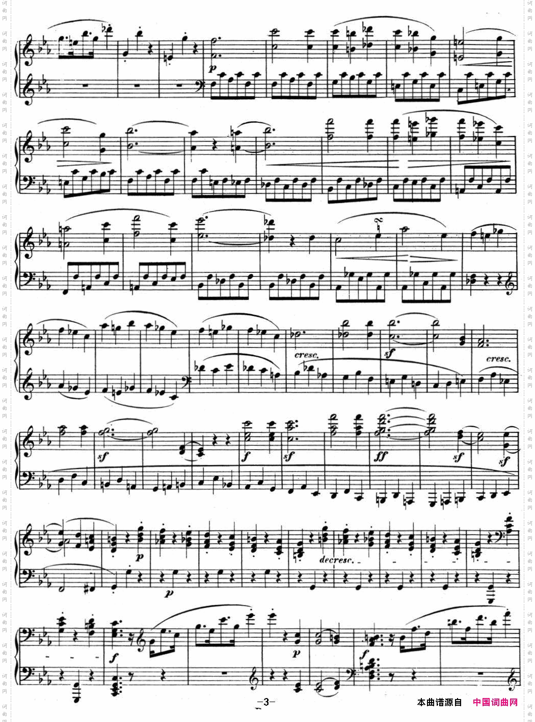 贝多芬钢琴奏鸣曲05c小调Op.10No.1Cminor