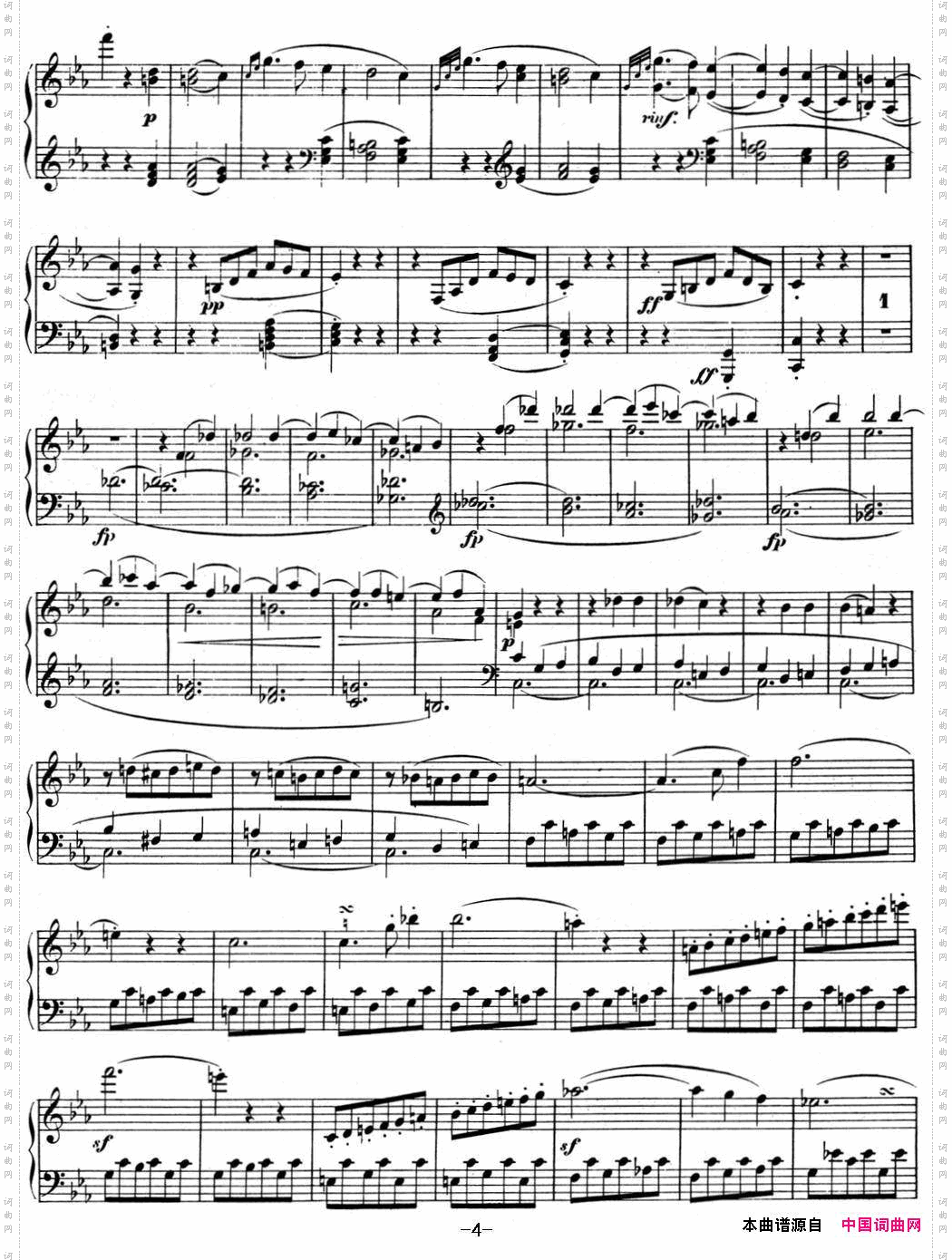 贝多芬钢琴奏鸣曲05c小调Op.10No.1Cminor