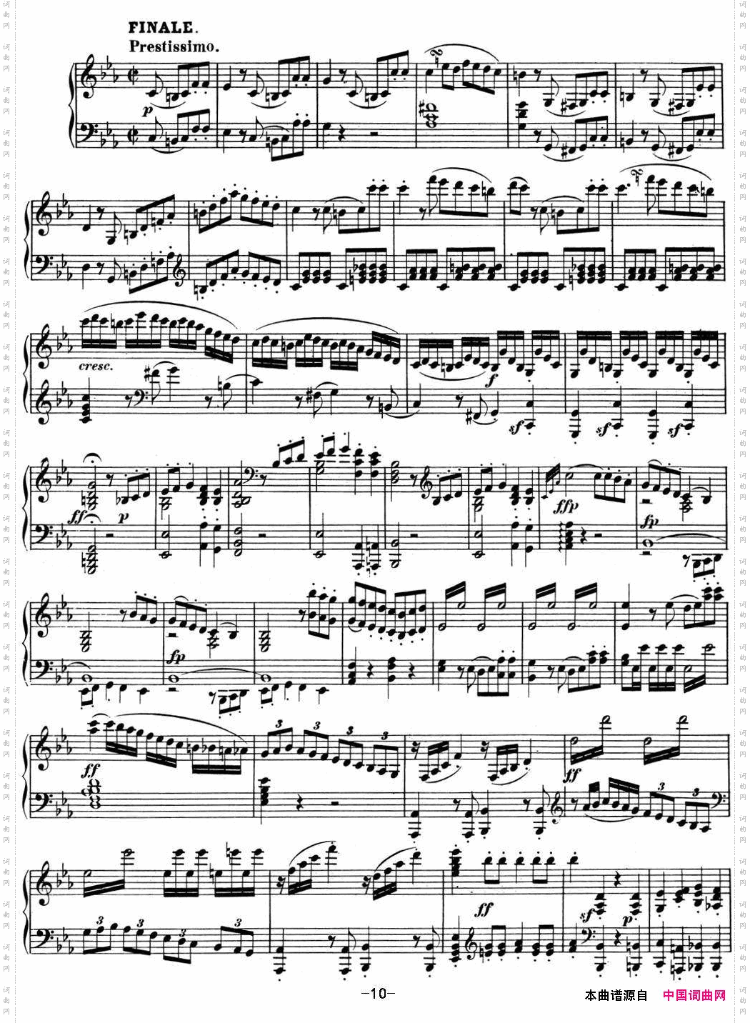 贝多芬钢琴奏鸣曲05c小调Op.10No.1Cminor