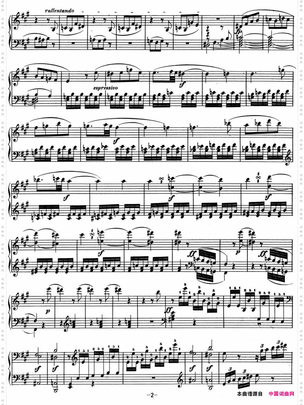 贝多芬钢琴奏鸣曲02A大调Op.2No.2Amajor