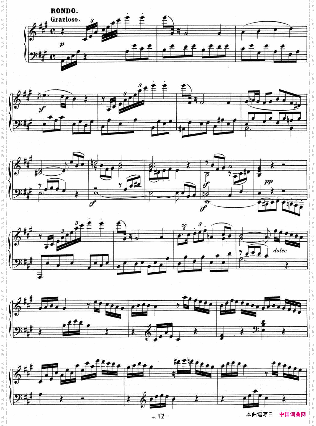 贝多芬钢琴奏鸣曲02A大调Op.2No.2Amajor