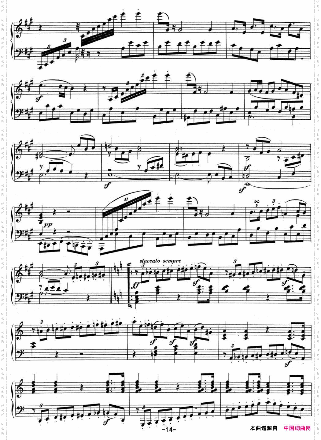 贝多芬钢琴奏鸣曲02A大调Op.2No.2Amajor