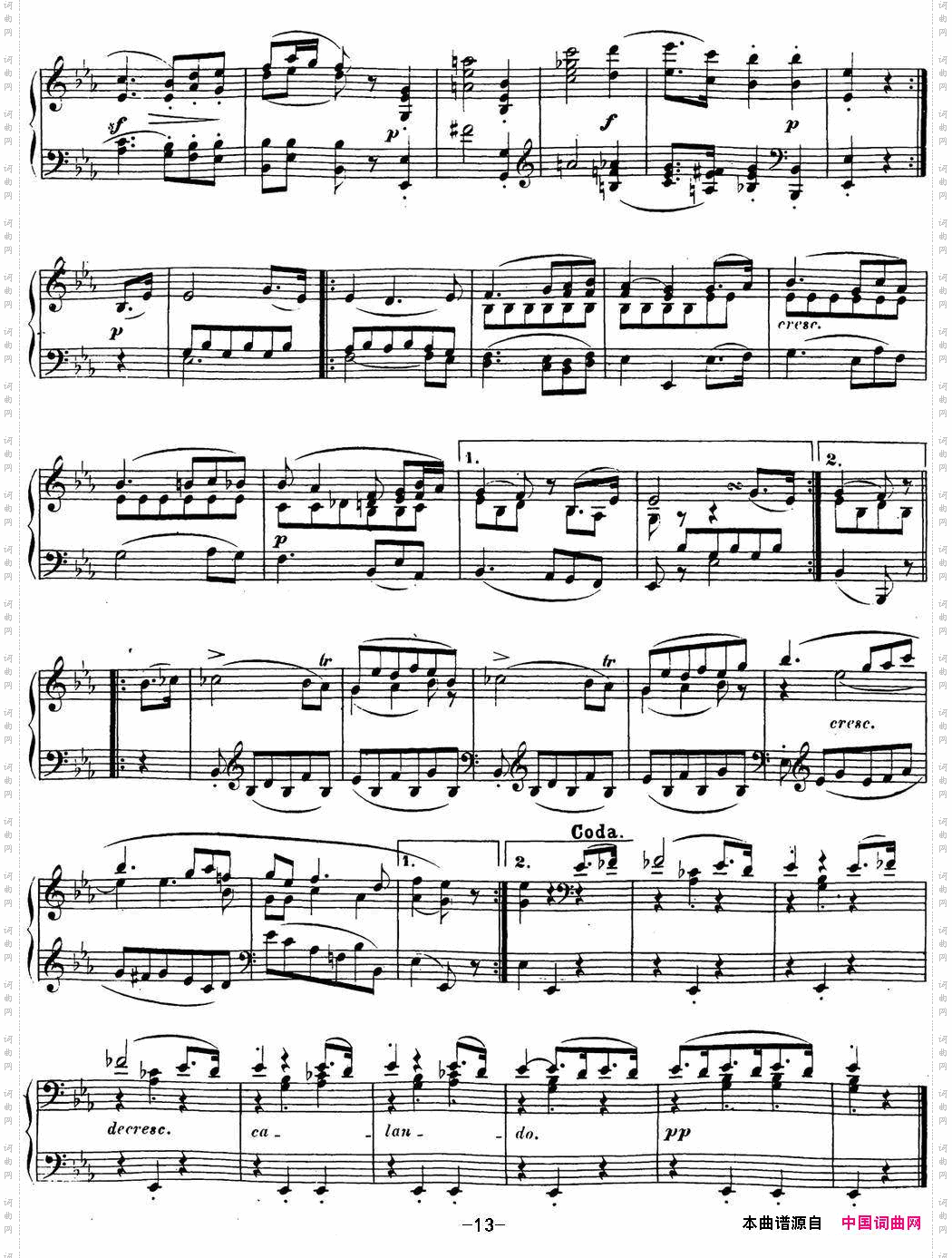贝多芬钢琴奏鸣曲18狩猎降E大调Op.31No.3E-flatmajor