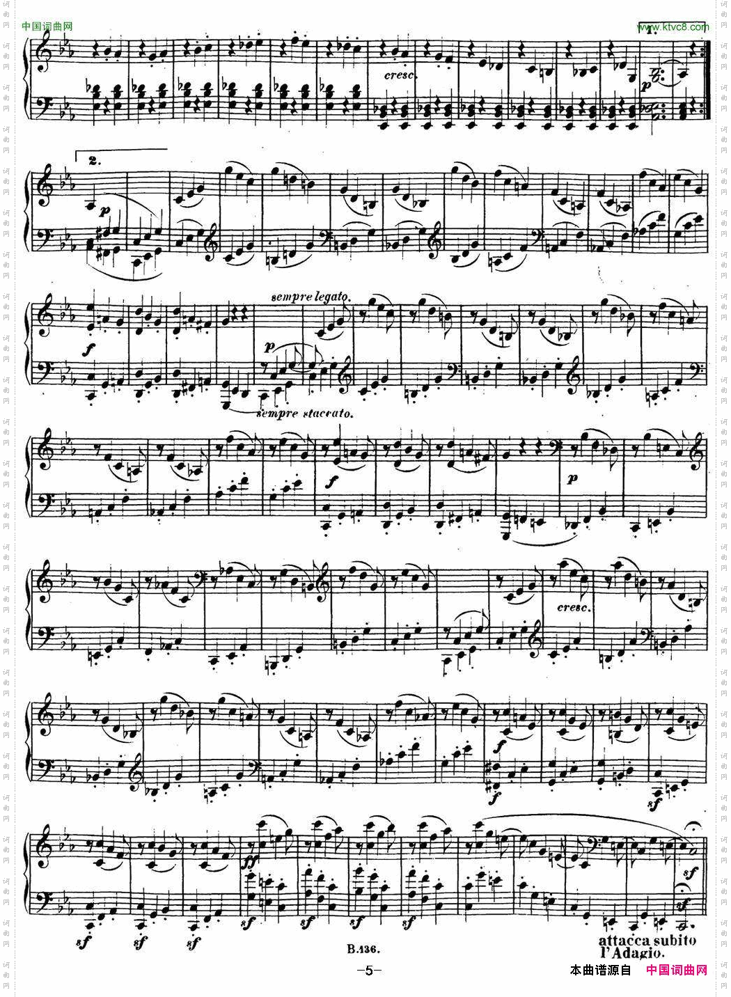 贝多芬钢琴奏鸣曲13幻想奏鸣曲降E大调Op.27No.1E-flatmajor