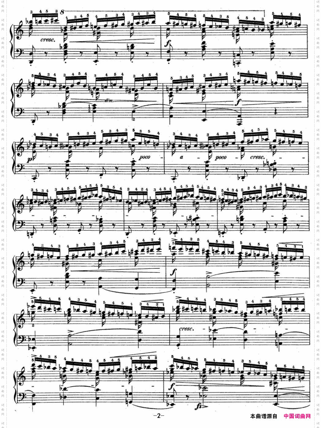 肖邦练习曲2Op.10No.2a小调Aminor
