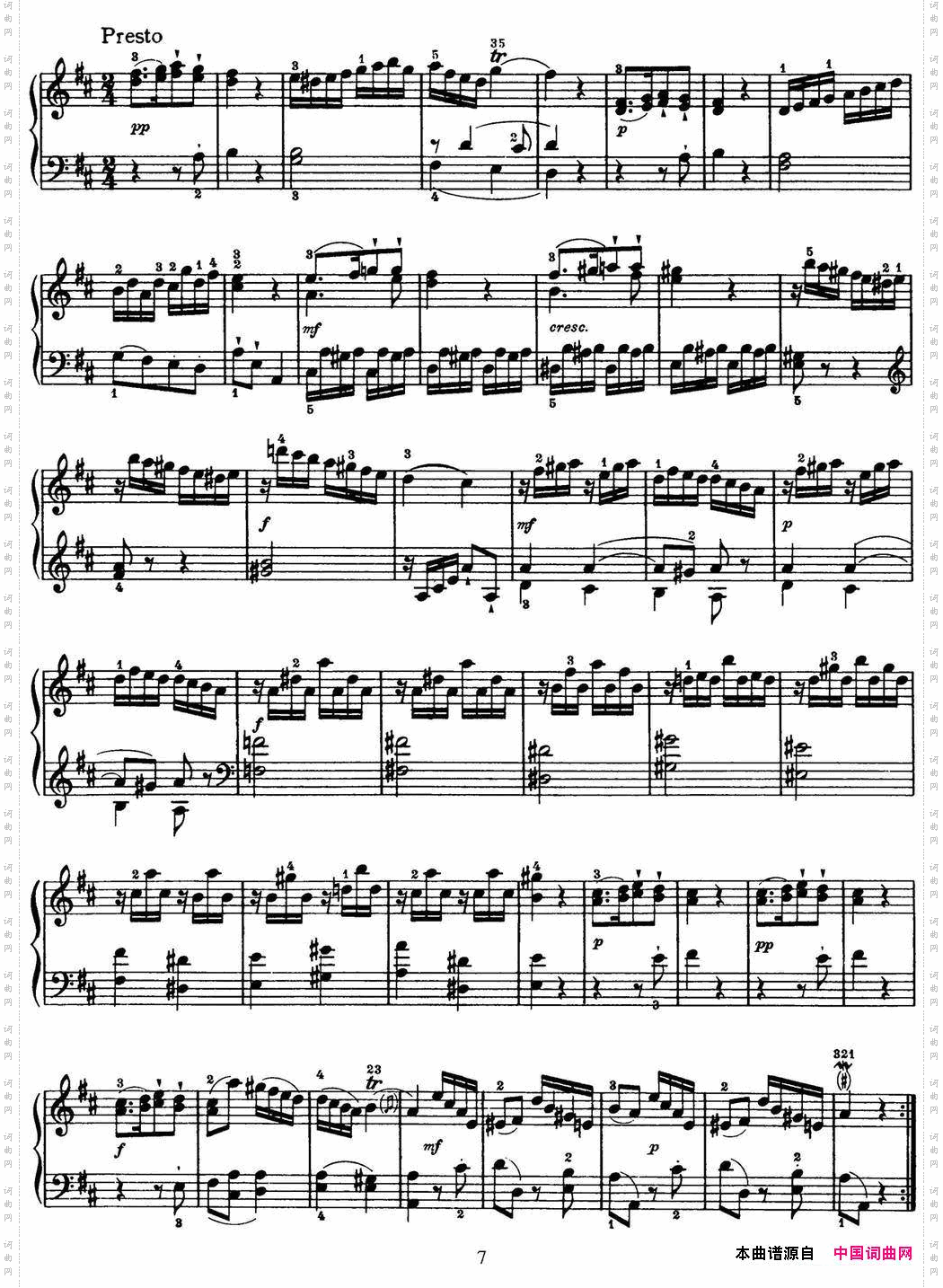 海顿钢琴奏鸣曲HobXVI14PartitaDmajor