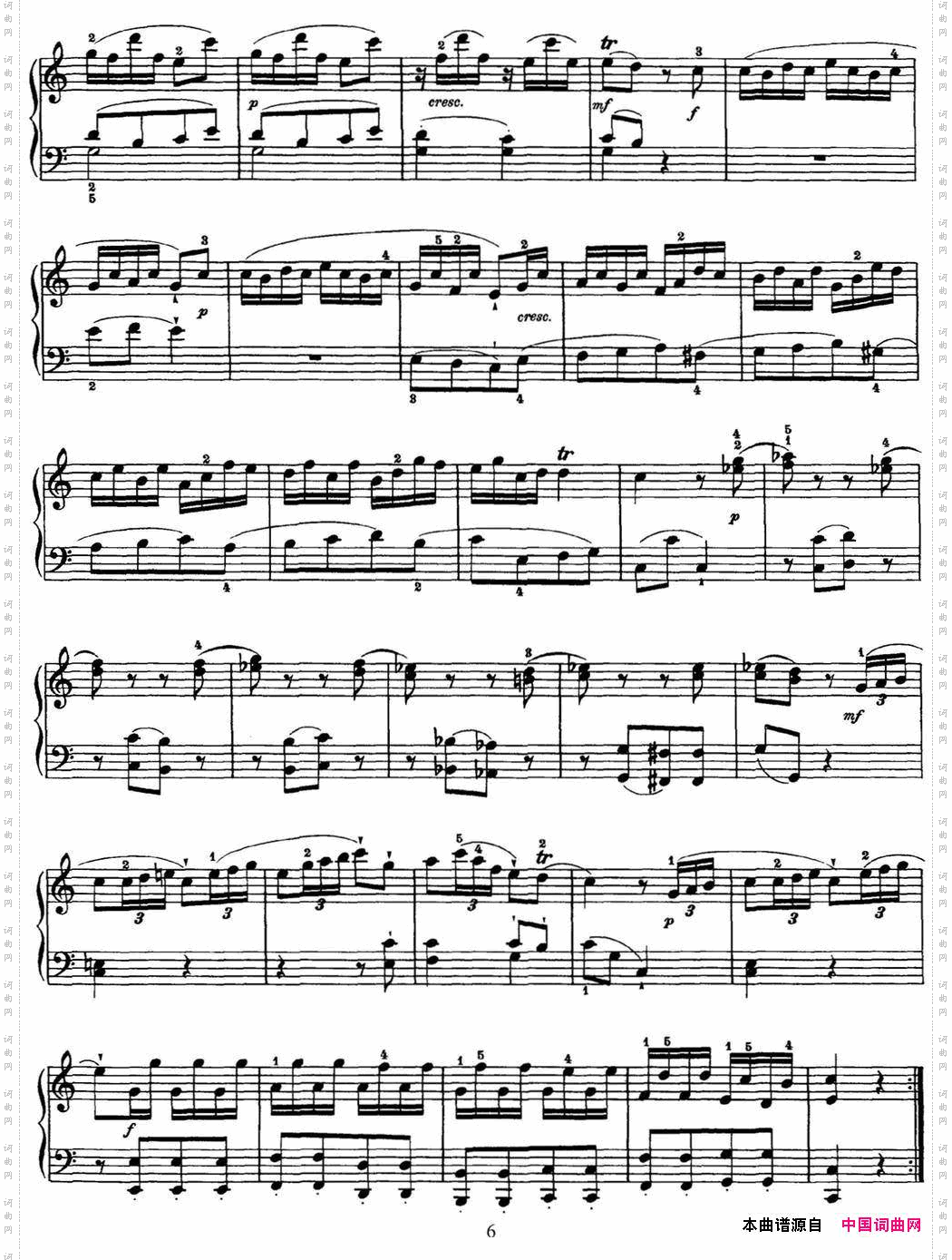 海顿钢琴奏鸣曲HobXVI10DivertimentoCmajor