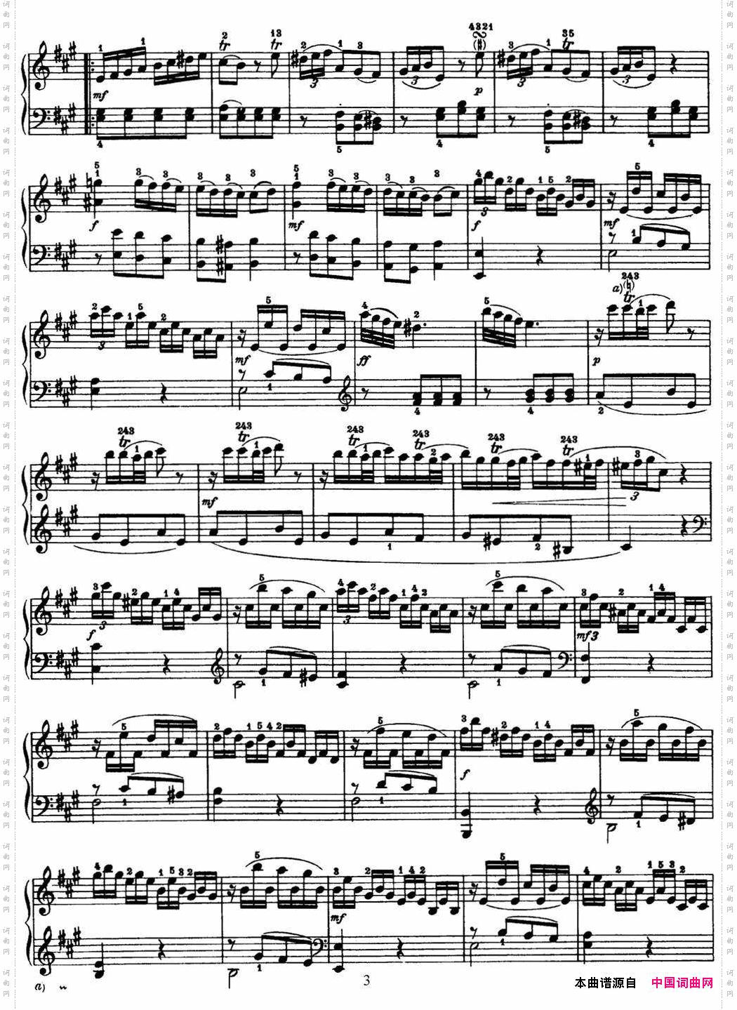 海顿钢琴奏鸣曲HobXVI5DivertimentoAmajor
