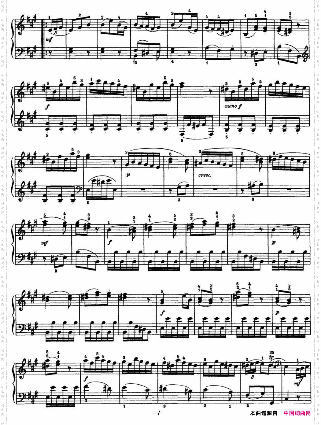 海顿钢琴奏鸣曲HobXVI5DivertimentoAmajor