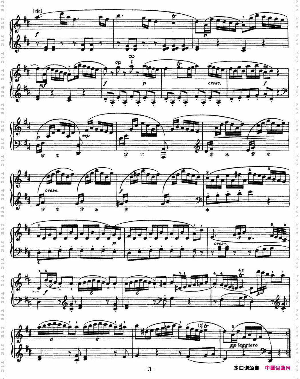 海顿钢琴奏鸣曲HobXVI4DivertimentoDmajor