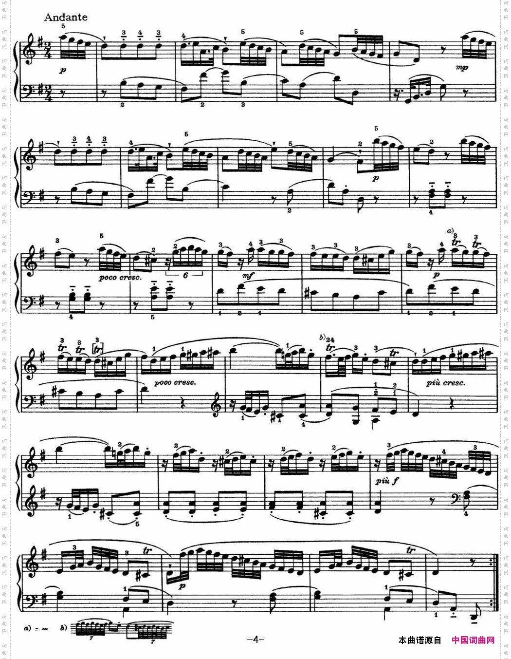 海顿钢琴奏鸣曲HobXVI3DivertimentoCmajor