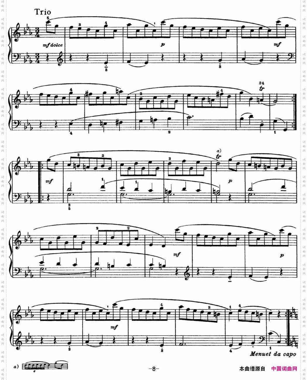 海顿钢琴奏鸣曲HobXVI3DivertimentoCmajor