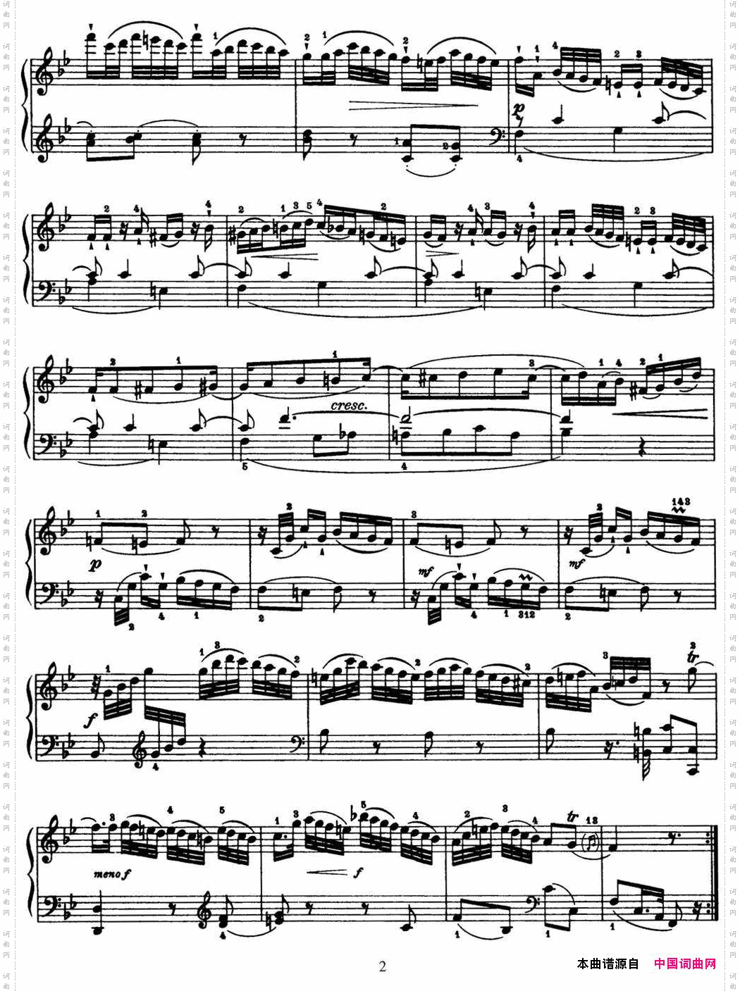 海顿钢琴奏鸣曲HobXVI18inB-flatmajor