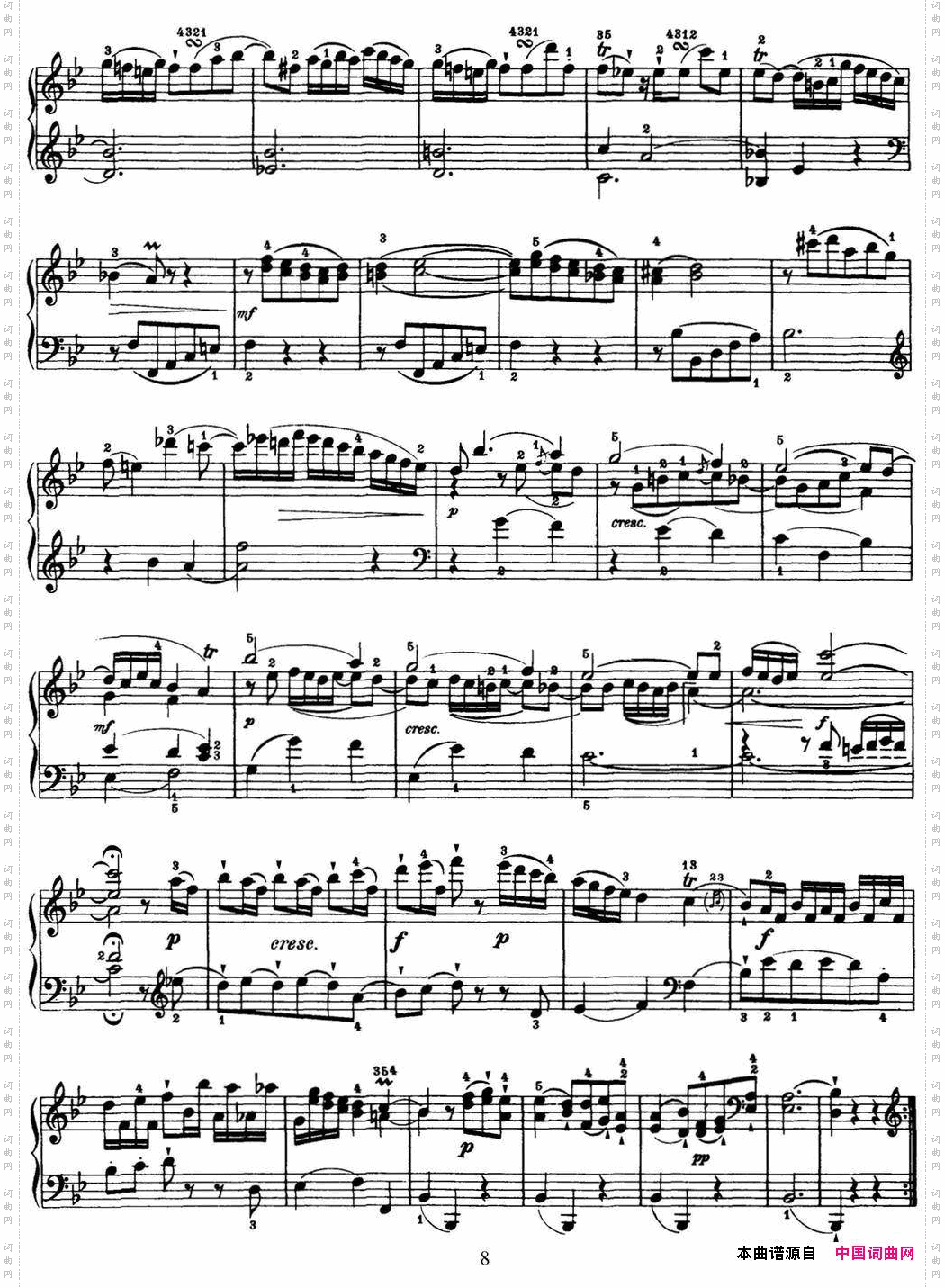 海顿钢琴奏鸣曲HobXVI18inB-flatmajor