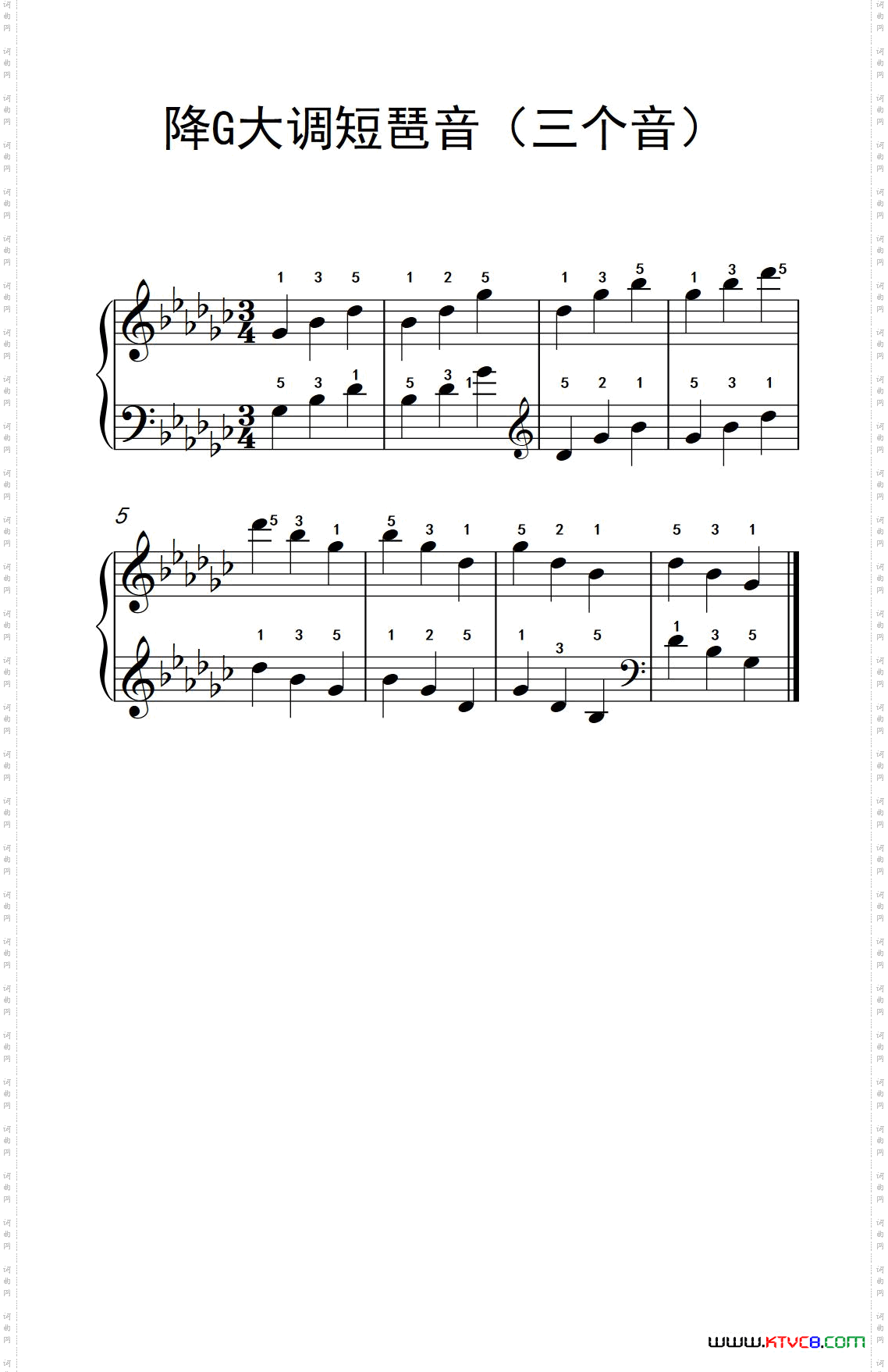 降G大调短琶音三个音孩子们的钢琴音阶、和弦与琶音2_降G大调短琶音三个音孩子们的钢琴音阶、和弦与琶音 2