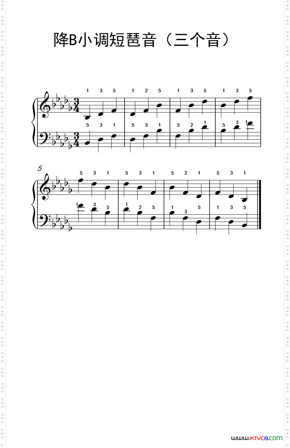 降B小调分解和弦琶音四个音孩子们的钢琴音阶、和弦与琶音2_降B小调分解和弦琶音四个音孩子们的钢琴音阶、和弦与琶音 2