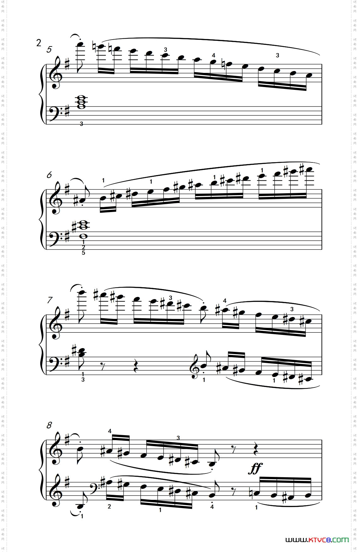 《第五级 3.练习曲（中央音乐学院 钢琴（业余）考级教程 4-6级）》简谱