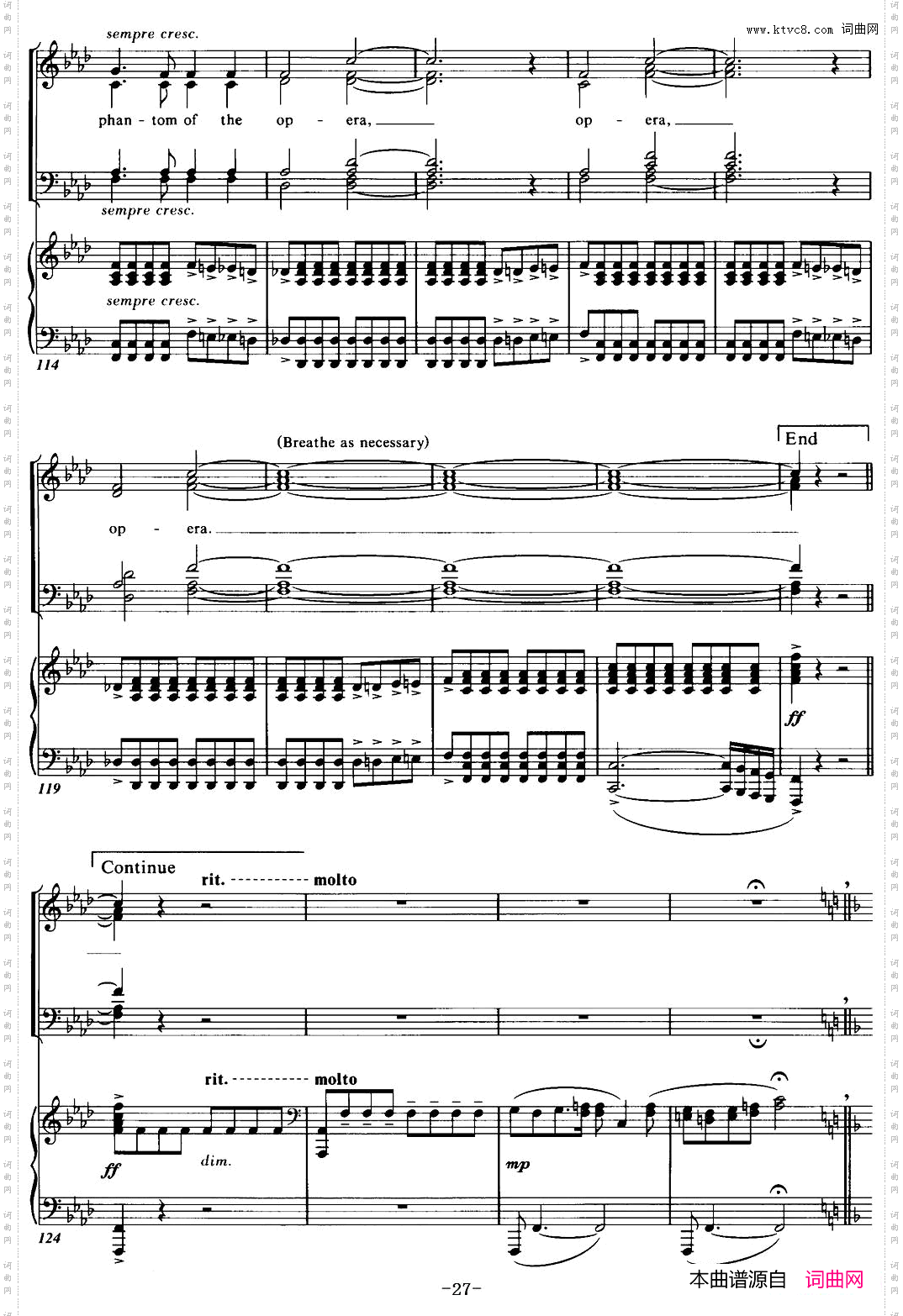 Cho-ralSuitefromThePhantomoftheOpera4THEPHANTOMOFTHEOPERA、四重奏_Cho-ral Suite from The Phantom of the Opera4 THE PHANTOM OF THE OPERA、四重奏