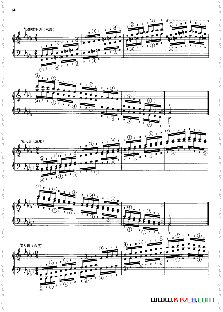 钢琴音阶练习：三度、六度同向四个八度
