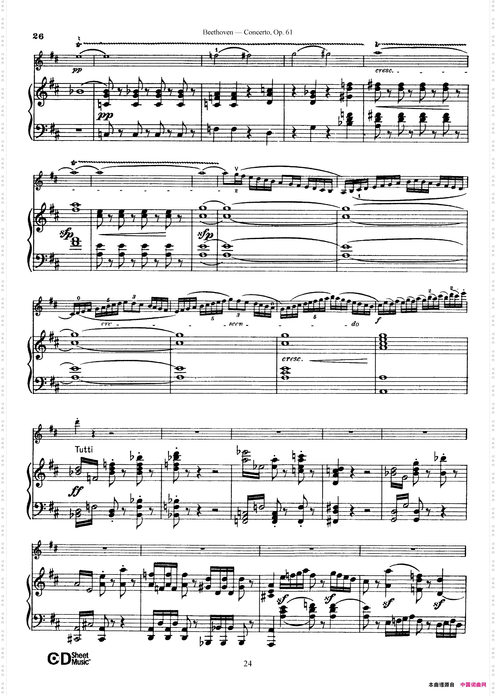 D大调小提琴协奏曲Op·61小提琴与钢琴版第一部分共两部分_D大调小提琴协奏曲 Op·61小提琴与钢琴版第一部分共两部分