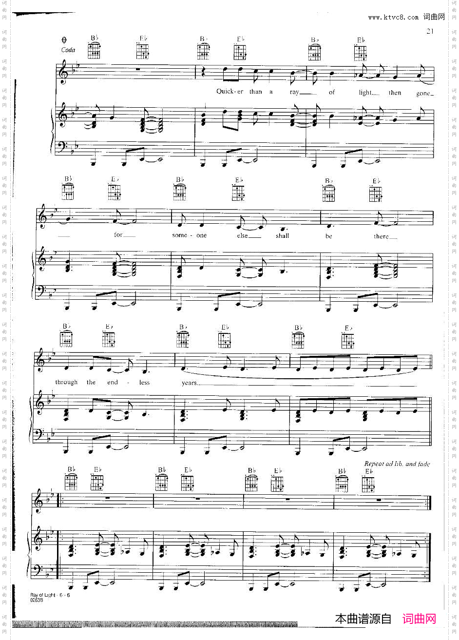 Rayoflight_麦当娜歌曲钢琴伴奏谱