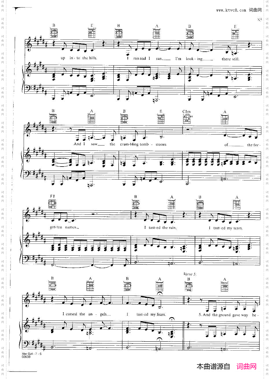 Mergirl_麦当娜歌曲钢琴伴奏谱