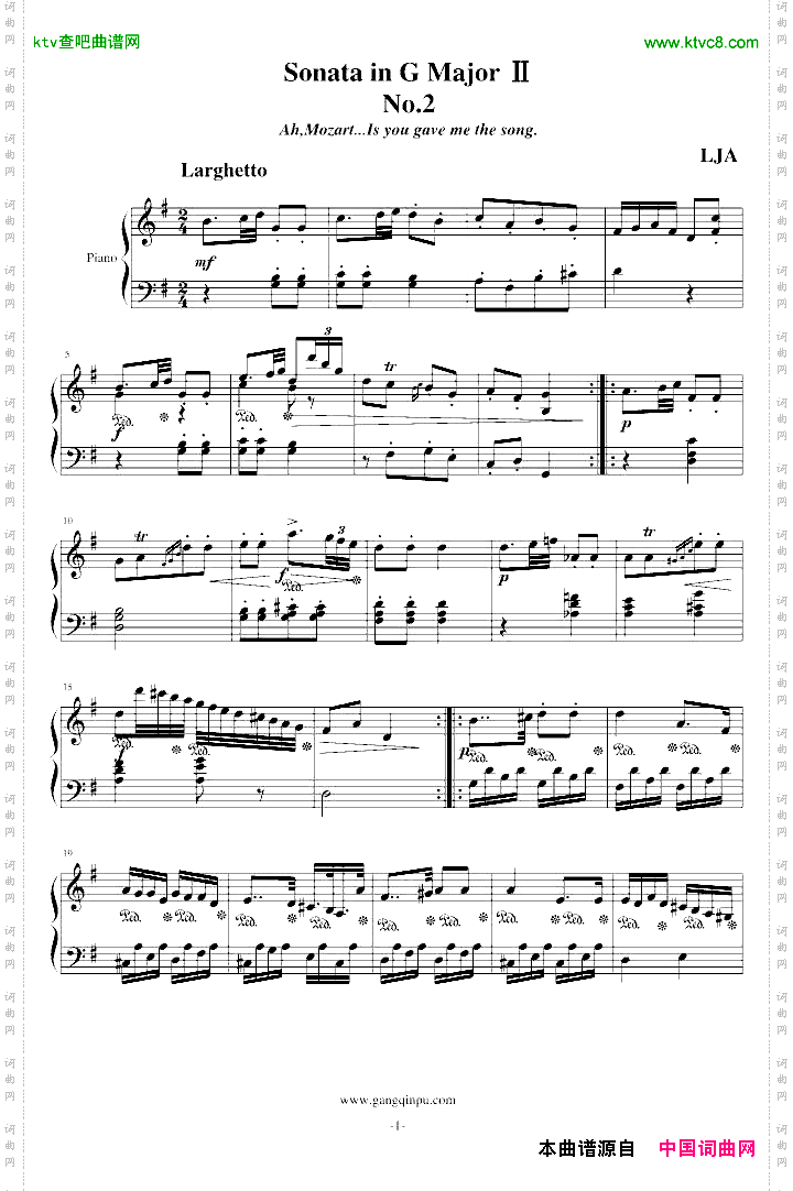 G大调小奏鸣曲第二乐章NO.2