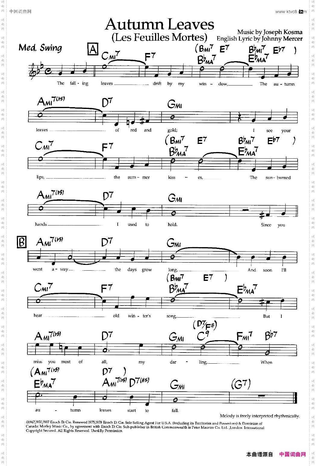 AutumnLeaves爵士钢琴曲