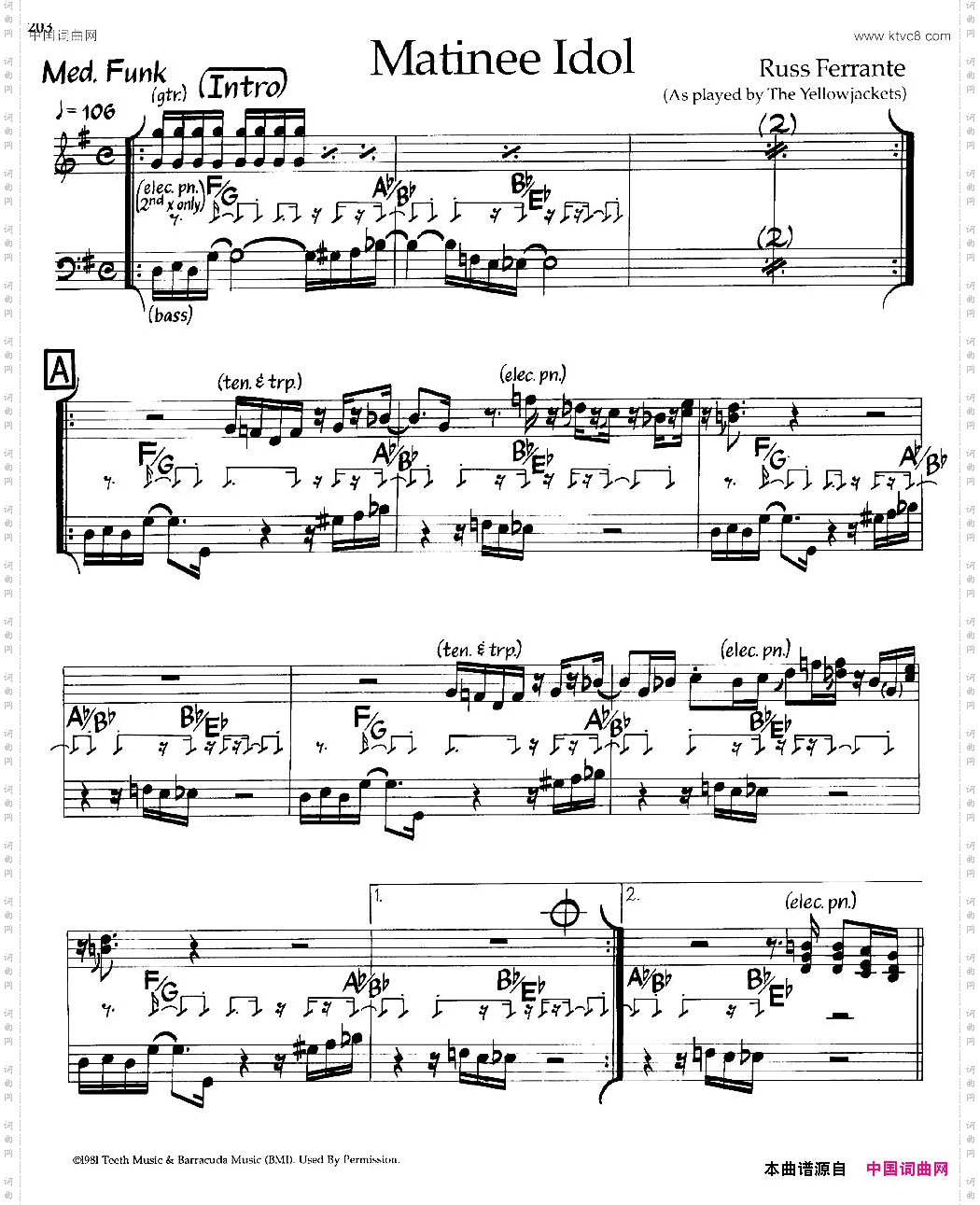 MatineeIdol爵士钢琴曲