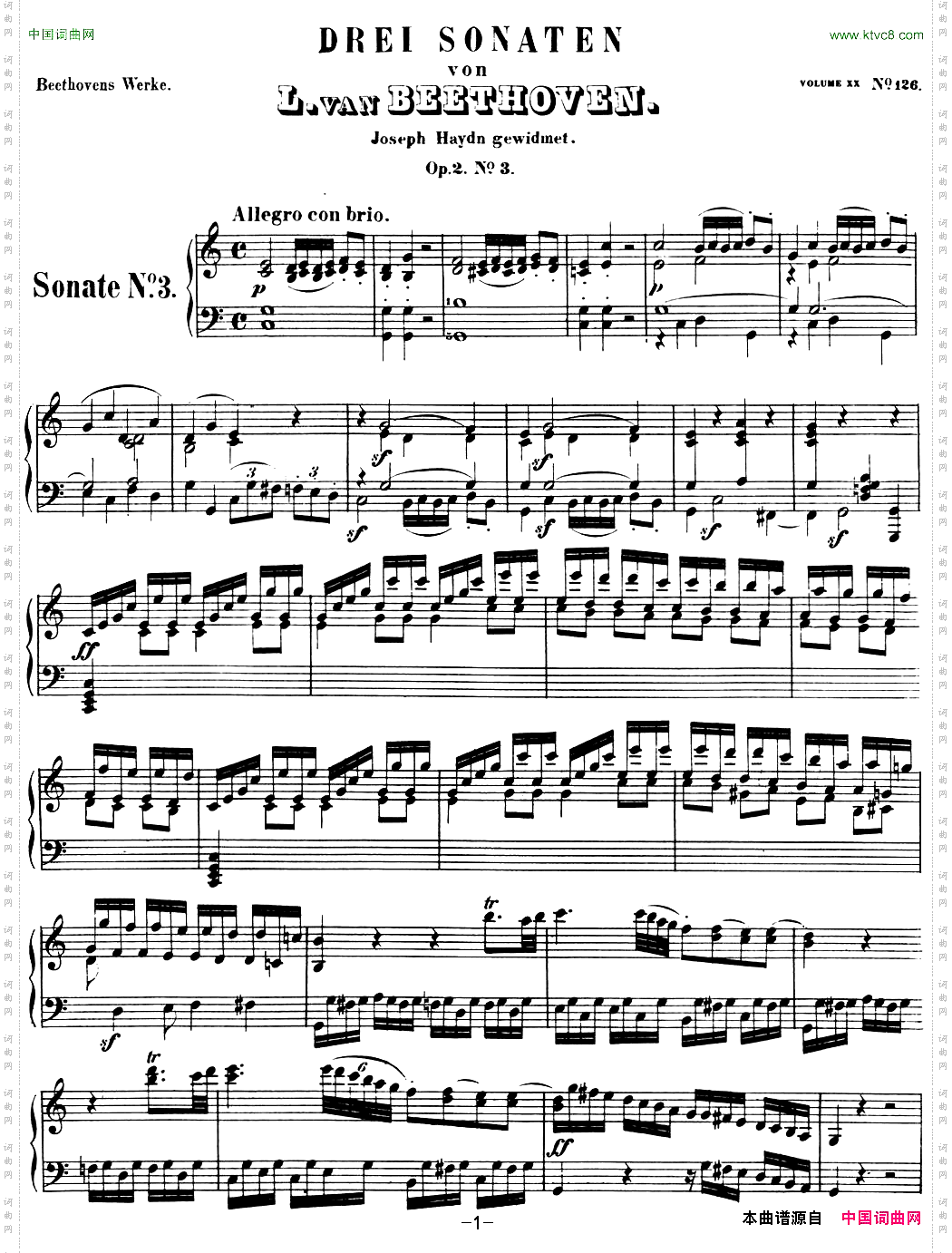 贝多芬钢琴奏鸣曲03C大调Op.2No.3Cmajor