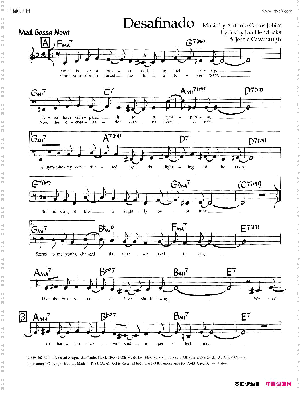 Desafinado爵士钢琴曲