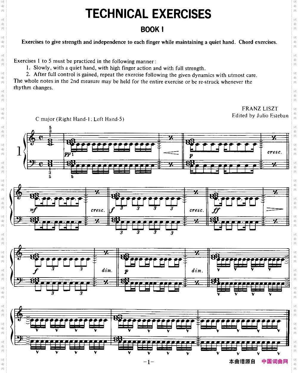 TechnicalExercisesS.146李斯特钢琴技巧练习BOOKⅠ_Technical Exercises S.146李斯特钢琴技巧练习 BOOKⅠ