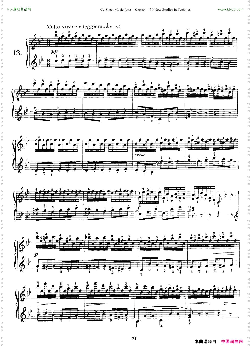 Czerny-30NewStudies-13车尔尼Op849-30首练习曲