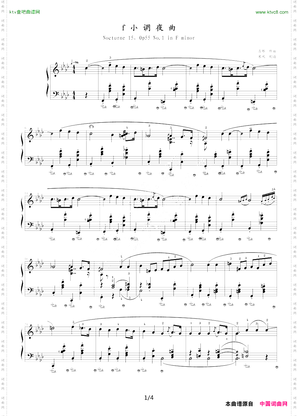 f小调夜曲，Op.55,No.1肖邦第15号夜曲